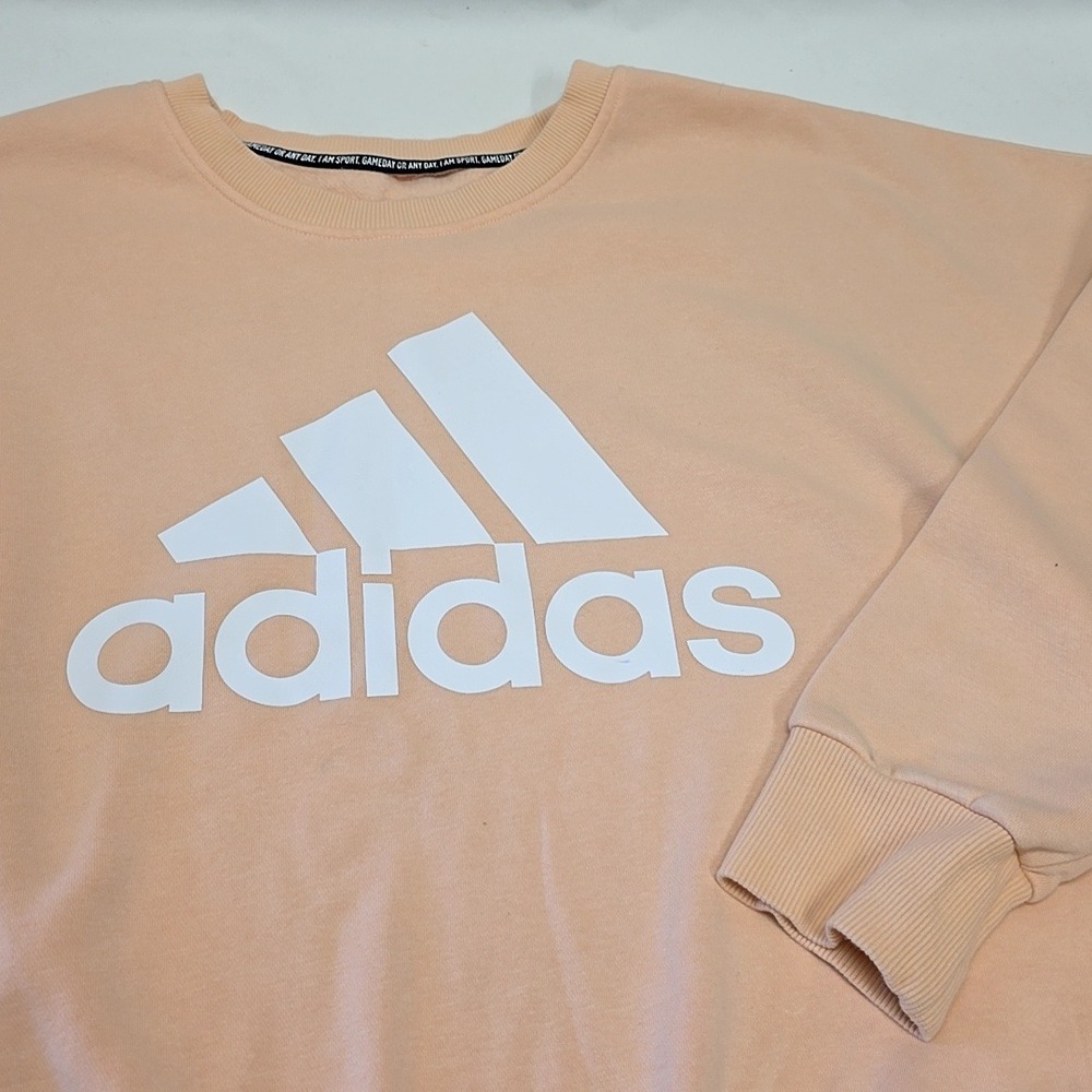 Adidas‎ Sweatshirt Womens XL Peach Logo Pullover Relaxed Fit Crewneck Loungewear